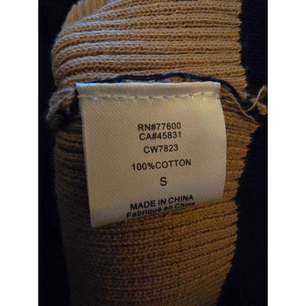 Chaser Rib Knit Stripe Sweater Small Black Terra Boat Neck 100% Cotton NWT - Picture 7 of 8